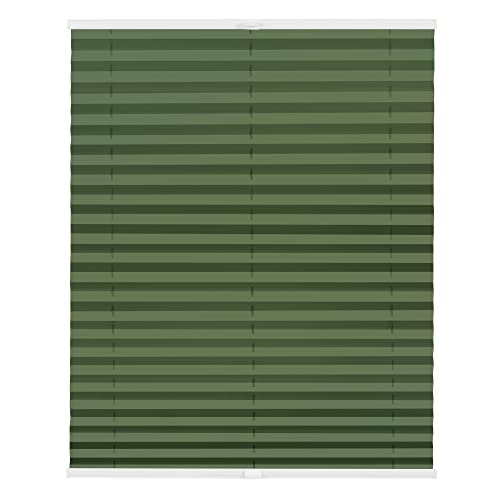 Lichtblick Plissee Klemmfix nach Maß, ohne Bohren, verspannt, Hitzeschutz, Blickdicht, Made in Germany, Thermoplissee - Oliv 120 cm x 130 cm (B x L) von Lichtblick