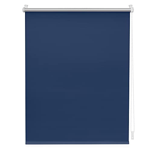 Lichtblick Thermorollo ohne Bohren, Klemmfix, Verdunklungsrollo, Hitzeschutz, Sichtschutz, Wandmontage, Deckenmontage, Rollo für Fenster und Türen Blau,B90 x H220 cm von Lichtblick