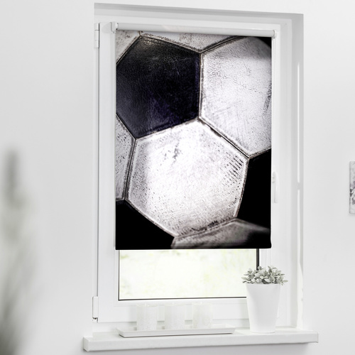 Lichtblick Rollo, ‎‎Klemmfix, 120x150 cm‎‎, Retro Fußball, schwarz weiß - schwarz | weiss von Lichtblick