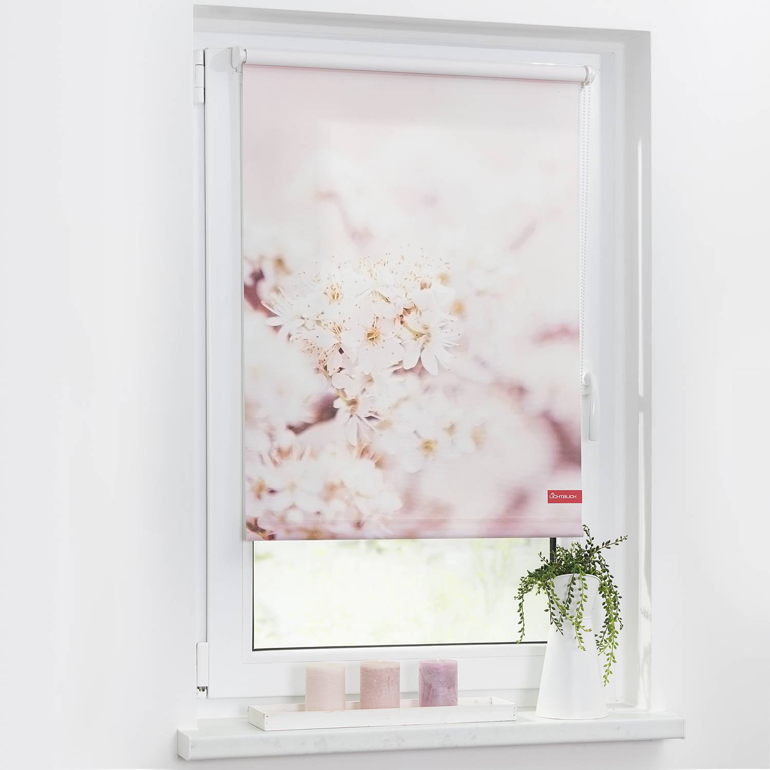 Lichtblick Rollo Kirschblüten 70x150 cm (BxH) Rosa/Weiß Webstoff von Lichtblick