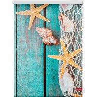 Rollo Klemmfix, ohne Bohren, blickdicht, Bretter Beach - Petrol, 60 x 150 cm (B x L) von Lichtblick