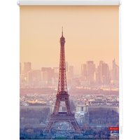 Rollo Klemmfix, ohne Bohren, blickdicht, Eiffelturm - Orange, 90 x 150 cm (B x L) von Lichtblick