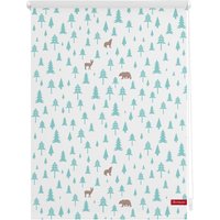 Rollo Klemmfix, ohne Bohren, blickdicht, Okko - Weiß Türkis, 120 x 150 cm (B x L) von Lichtblick