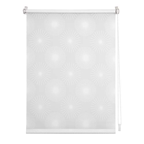 Lichtblick Seitenzugrollo Klemmfix, ohne Bohren, Klemmträger, lichtdurchlässig, Blickdicht, Ausbrenner, weiß-weiß Weiß Sonne,100 cm x 150 cm (B x L) von Lichtblick