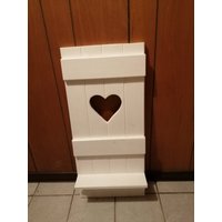 2Er Set Dekobrett Fensterladen Holz 70 cm X 32 Mit Bord - Stern Oder Herz von LichtblickeHerzHaus