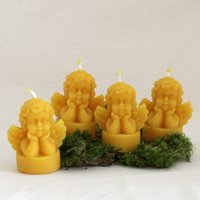 Bienenwachs Engelkerze Für Ein Teelichtglas - 4Er Set Teelicht Engel + 1 Glas Nachhaltig Handgemacht Imkerwachs von LichtbringerCompany