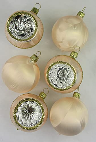 Lichte 6er Set Christbaumkugeln und Reflexkugeln Exclusiv 6cm EISLACK Champagner Gold Handarbeit Germany Geschenke von Lichte