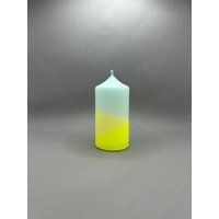 Dip Dye Blockkerze/Mint-Hellgelb-Neongelb 6x10 cm Neon Stumpenkerze 100% Handarbeit von LichterglanzKerzen21
