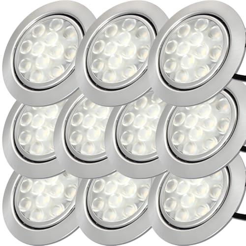 10x 3W LED LED Einbauspot Lina 12V Einbaustrahler Edelstahl Gebürstet flach warmweiß 3200K 200lm Möbeleinbauleuchte für das Wohnzimmer, Küche, Spiegelschrank usw. Lochausschnitt 55-60 mm. D=65 mm ✅ 10x 3W LED LED Einbauspot Lina 12V Einbaustrahler Edelstahl Gebürstet flach warmweiß 3200K 200lm Möbeleinbauleuchte für das Wohnzimmer, Küche, Spiegelschrank usw. Lochausschnitt 55-60 mm. D=65 mm ✅ von Lichtfaktor24