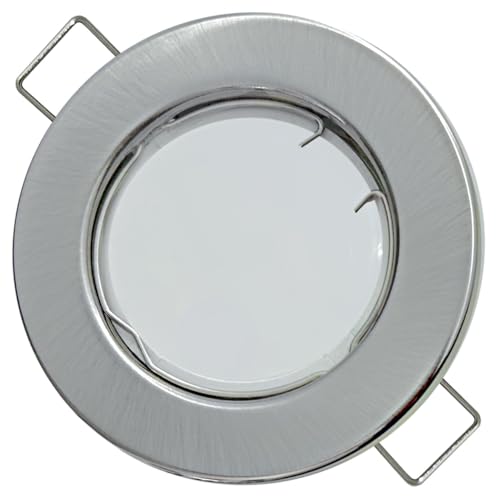 1er Set Flache Milchglas SMD LED Modul Einbauleuchten | Farbe Edelstahl gebürstet | 5W | 230V | Starr | Klemmring | LED Spots für die Decke bei wenig Einbautiefe | Wohnzimmer | Küche | Schlafzimmer von Lichtfaktor24