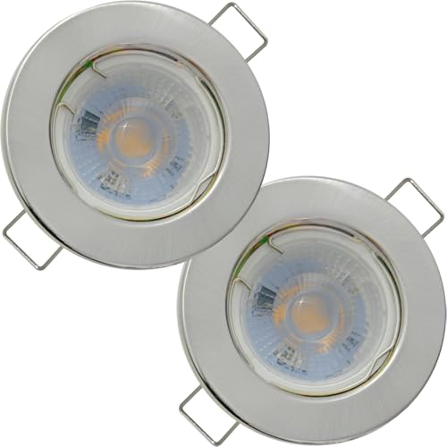 2er Set Flache MCOB LED Modul Einbauleuchten | Farbe Edelstahl gebürstet | 5W | 230V | Starr | Klemmring | LED Spots für die Decke bei wenig Einbautiefe | Wohnzimmer | Küche | Schlafzimmer usw. 2er Set Flache MCOB LED Modul Einbauleuchten | Farbe Edelstahl gebürstet | 5W | 230V | Starr | Klemmring | LED Spots für die Decke bei wenig Einbautiefe | Wohnzimmer | Küche | Schlafzimmer usw. von Lichtfaktor24