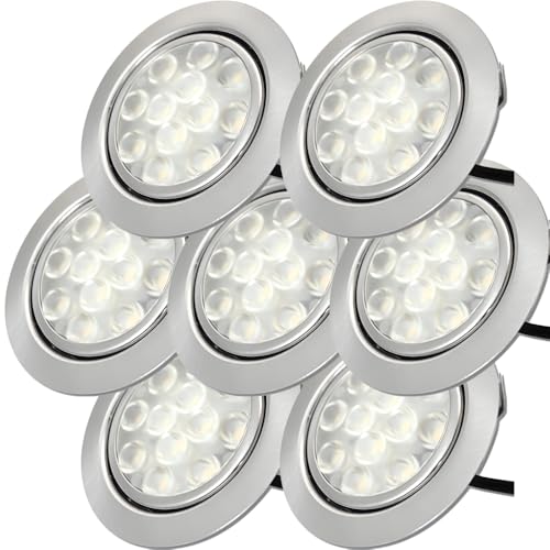 7 x 3W LED LED Einbauspot Lina 12V Einbaustrahler Edelstahl Gebürstet flach warmweiß 3200K 200lm Möbeleinbauleuchte für das Wohnzimmer, Küche, Spiegelschrank usw. Lochausschnitt 55-60 mm. D=65 mm ✅ 7 x 3W LED LED Einbauspot Lina 12V Einbaustrahler Edelstahl Gebürstet flach warmweiß 3200K 200lm Möbeleinbauleuchte für das Wohnzimmer, Küche, Spiegelschrank usw. Lochausschnitt 55-60 mm. D=65 mm ✅ von Lichtfaktor24