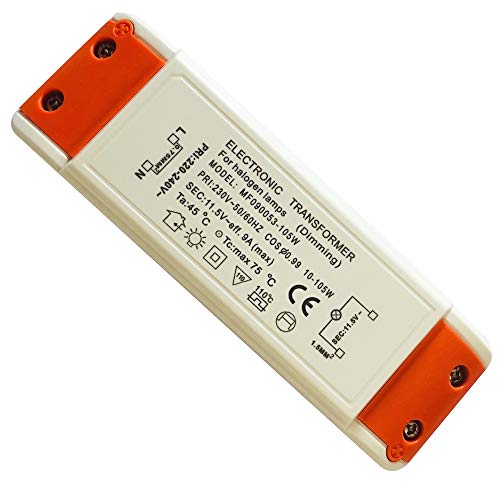 Elektronischer Halogen Transformator Dimmbar 105Watt Trafo für Niedervolt Halogen LM - Leistungsbereich: 10 bis 105Watt von Lichtfaktor24