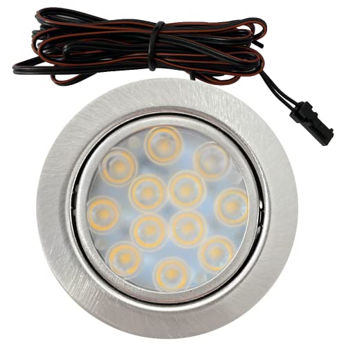 Lichtfaktor24 1 Stück LED Möbeleinbaustrahler Leonie 12 Volt 3 Watt inkl. Kabel ca. 1.5 m mit Mini Stecker EEK G von Lichtfaktor24