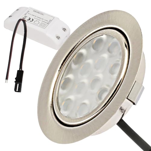 Lichtfaktor24 1 x 3W LED Möbeleinbauleuchte 12V super flach 65mm Einbaustrahler Leonie mit LED Trafo, Mini Verteiler und LED Dimmer Lochausschnitt: 55 bis 60mm Lichtfaktor24 1 x 3W LED Möbeleinbauleuchte 12V super flach 65mm Einbaustrahler Leonie mit LED Trafo, Mini Verteiler und LED Dimmer Lochausschnitt: 55 bis 60mm von Lichtfaktor24