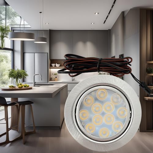 Lichtfaktor24 12V Möbeleinbauleuchte LED flach 1 x 3W Einbaustrahler Leonie mit LED Trafo und 230V Zuleitung 3000K Warmweiß Lochausschnitt: 55 bis 60mm Lichtfaktor24 12V Möbeleinbauleuchte LED flach 1 x 3W Einbaustrahler Leonie mit LED Trafo und 230V Zuleitung 3000K Warmweiß Lochausschnitt: 55 bis 60mm von Lichtfaktor24
