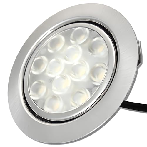 Lichtfaktor24 LED Möbeleinbauspot 12V flach – 3W Einbauleuchte „Lotta“ mit Mini-Stecker, Warmweiß 3000K, 200 Lumen, Ø55–60mm Lochausschnitt, inkl. Anschlusskabel – ideal für Möbel & Vitrinen von Lichtfaktor24