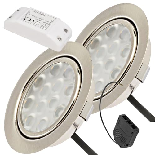 Lichtfaktor24 2 x 3W LED Möbeleinbauleuchten 12V super flach 65mm Einbaustrahler Leonie mit LED Trafo und Mini Verteiler 3000K Warmweiß Lochausschnitt: 55 bis 60mm Lichtfaktor24 2 x 3W LED Möbeleinbauleuchten 12V super flach 65mm Einbaustrahler Leonie mit LED Trafo und Mini Verteiler 3000K Warmweiß Lochausschnitt: 55 bis 60mm von Lichtfaktor24