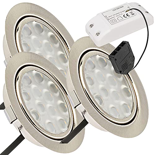 Lichtfaktor24 Möbeleinbauleuchten 65mm LED 12V super flach 3 x 3W Einbaustrahler Lotta mit LED Trafo und Mini Verteiler 3000K Warmweiß Lochausschnitt: 55 bis 60mm Lichtfaktor24 Möbeleinbauleuchten 65mm LED 12V super flach 3 x 3W Einbaustrahler Lotta mit LED Trafo und Mini Verteiler 3000K Warmweiß Lochausschnitt: 55 bis 60mm von Lichtfaktor24