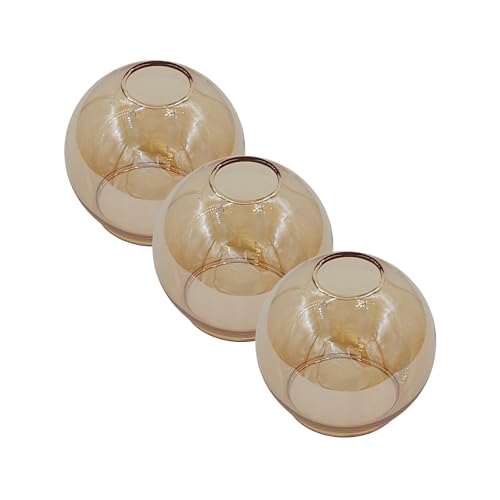3 Stück Lampenschirm goldfarben E14 LED geeignet Lampenschirm Castello Ersatzglas goldfarbig Ersatzgläser für Lampen Hängelampe Lampenschirme aus Glas Art Deco Lampenglas (3Stk. Castello goldfarbig) von Lichthandel Hoch