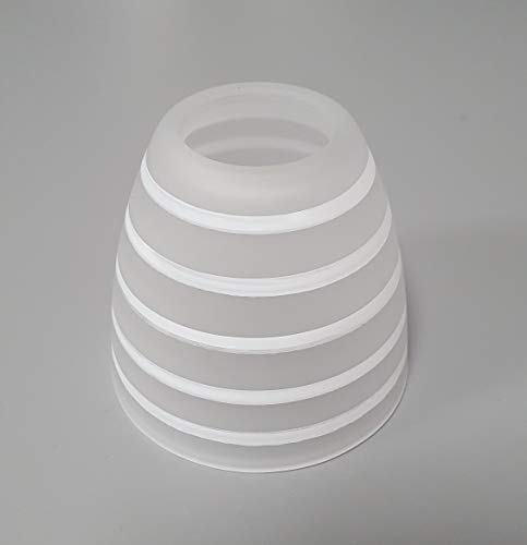 Lampenglas weiß/klar spiralform/gepunktet Design E14 Ersatzschirm Schirm Glas Lampenschirm Ersatzglas f. Pendelleuchte Tischlampe u.a. für Led Leuchte (Gestreift matt/weiß) von Lichthandel Hoch