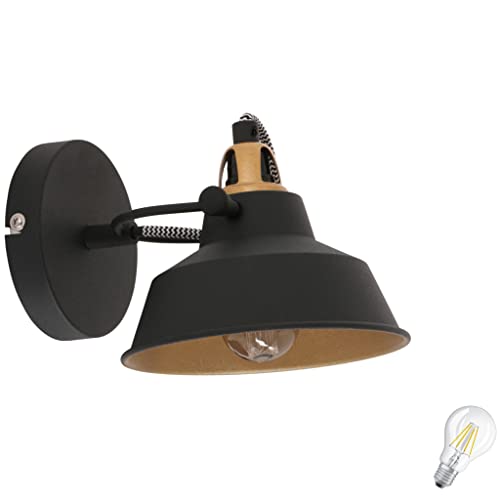 LED Retro Wandleuchte ohne Kabel modern Lampe Bett Leseleuchte Vintage Leselicht, inkl. 7 Watt Filament E27 Vintage Led ! (Wandleuchte o. Kabel) von Lichthandel Hoch