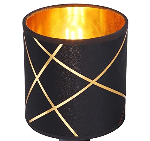 Lampenschirm Rund Retro Vintage Farbe: Schwarz/Gold Stofflampenschirm Textilschirm Ersatzschirm Tischlampe Pendelleuchte E27 Fassung Durchmesser (Schwarz/Gold Muster Ø 13cm) von Lichthandel Hoch