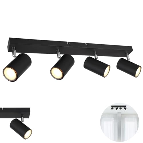 Lichthandel Hoch Deckenleuchte 4-Flammig, Deckenstrahler LED Schwenkbar GU10 Spotbalken Deckenlampe Spot schwarz Modern Strahler Deckenspot Küche Schlafzimmer Wohnzimmer (4er Spot Schwarz) von Lichthandel Hoch