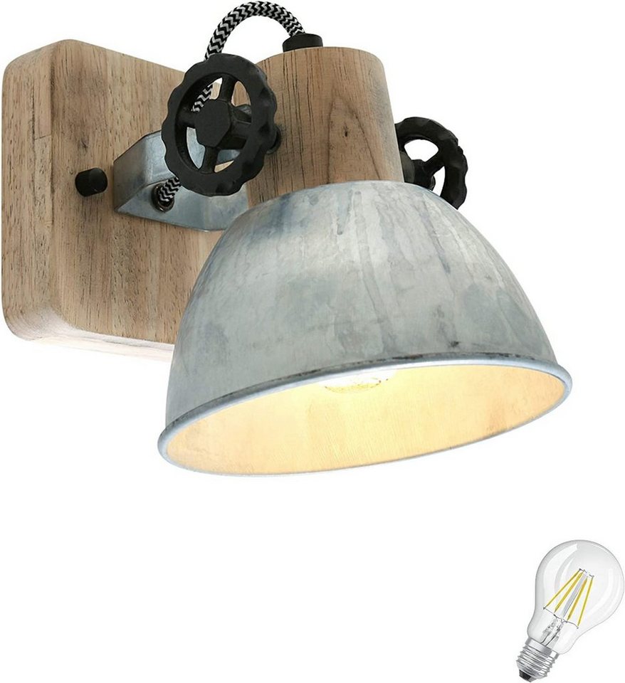 Lichthandel Hoch LED Deckenleuchte moderne Deckenlampe Industrie Vintage Retro Holz Metall incl. 7W LED, LED wechselbar, Warmweiß, Rustikal & Vintage Design, Vielfältige Anwendungsbereiche, Gemütliche Atmosphäre, Schwenkbare Lampenschirme von Lichthandel Hoch