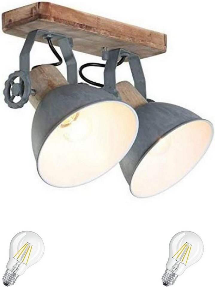 Lichthandel Hoch LED Deckenleuchte moderne Deckenlampe Industrie Vintage Retro Holz Metall incl. 7W LED, LED wechselbar, Warmweiß von Lichthandel Hoch