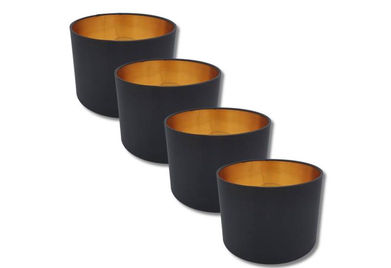 Lichthandel Hoch Lampenschirm Schwarz Gold Rund Retro Vintage Stofflampenschirm E27, Leuchtenschirm Textilschirm Ersatzschirm Tischlampe Pendelleuchte von Lichthandel Hoch