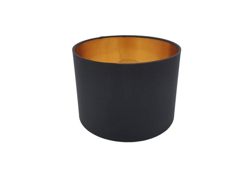Lichthandel Hoch Lampenschirm Schwarz Gold Rund Retro Vintage Stofflampenschirm E27, Leuchtenschirm Textilschirm Ersatzschirm Tischlampe Pendelleuchte von Lichthandel Hoch