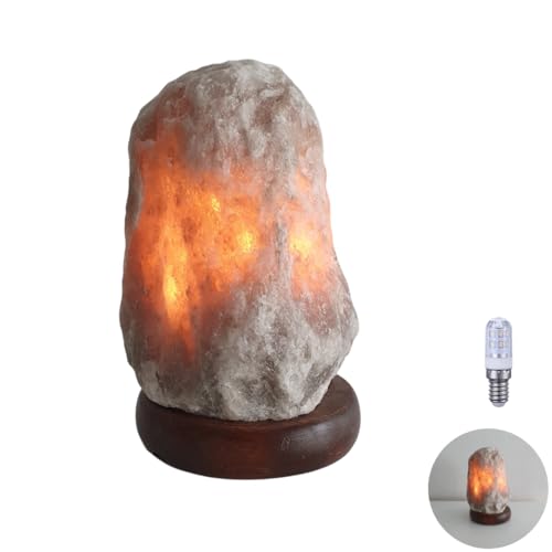 Lichthandel Hoch Salzstein Salzlampe inkl. LED Salzkristallleuchte Salzkristalllampe aus der Salt Range Pakistan (1-2Kg 20cm grau) von Lichthandel Hoch