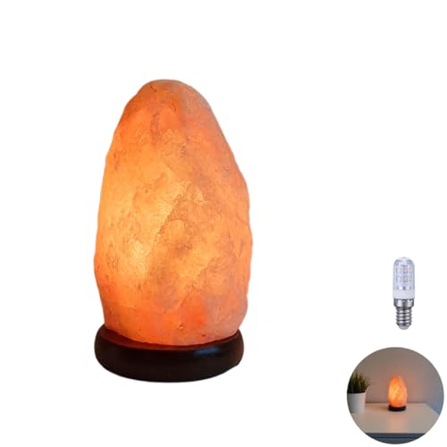 Salzkristall-Lampe Salzstein Salzlampe Kristal Lampe inkl. LED Leuchtmittel Salzkristallleuchte Salzkristalllampe Saunabeleuchtung Kristallsalz aus der Salt Range Pakistan (2-3Kg 19cm Holzsockel) von Lichthandel Hoch