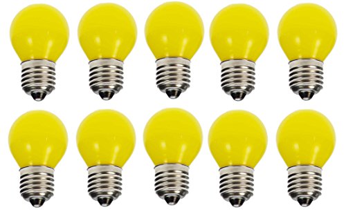 10 x LED Tropfen/Kugel E27 1W gelb Deko Lampe Birne farbig für Deko Lichterketten von Lichtidee