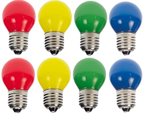8 x LED Tropfen/Kugel E27 1W bunt gemischt Deko Lampe Birne farbig für Deko Lichterketten von Lichtidee