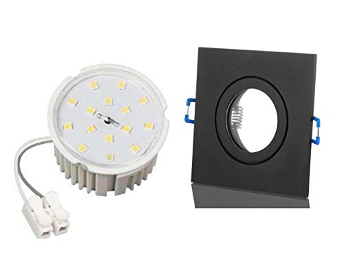 Lichtidee Flat Led Feuchtraum Einbaustrahler Spot Strahler IP44 schwarz matt eckig mit 5Watt Led Flat neutralweiss Einbautiefe 35mm, Anschluß 230Volt Lichtidee Flat Led Feuchtraum Einbaustrahler Spot Strahler IP44 schwarz matt eckig mit 5Watt Led Flat neutralweiss Einbautiefe 35mm, Anschluß 230Volt von Lichtidee