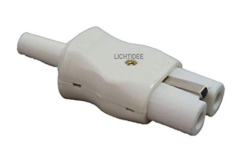 Lichtidee Heißgeräte Bakelit Stecker WEISS für Waffeleise, Bügeleisen alte Norm für bis zu3x1qmm Kabel zum selber konvektionieren von Lichtidee