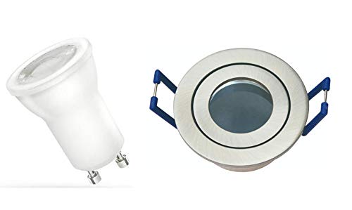 Lichtidee Kleiner 3 x Led Feuchtraumeinbaustrahler IP44 Spot Lampe rund eisengebürstet + 35mm MR11 Led GU10 Neutralweiss 4000Kelvin für Deckeneinbau 230Volt Anschluß Einbautiefe 6cm Lichtidee Kleiner 3 x Led Feuchtraumeinbaustrahler IP44 Spot Lampe rund eisengebürstet + 35mm MR11 Led GU10 Neutralweiss 4000Kelvin für Deckeneinbau 230Volt Anschluß Einbautiefe 6cm von Lichtidee