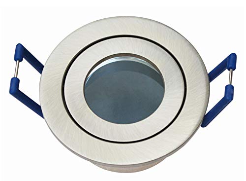 Lichtidee Kleiner Feuchtraum Einbaustrahler eisen gebürstet 35mm rund für Led oder Halogen MR11 12 Volt G4 von Lichtidee