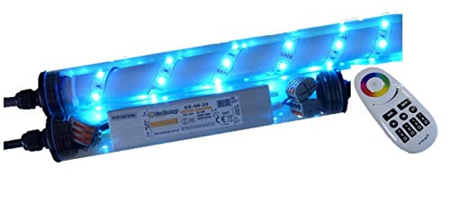 Lichtidee Led Beleuchtung für Steinzäune Gabionen 0,50m RGB mit Funk Fernbedienung zur beleuchtung von Steinmauern/Gabionen Anschluß 230 Volt über offene Kabelenden von Lichtidee