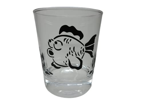 Lichtidee Maritim Teelicht Glas Windlicht Tischlicht Print mit Fisch maritim Handmade Unikat Ostern Muttertaggeschenk, Höhe 8cm, von Lichtidee