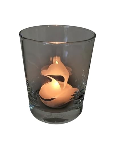 Lichtidee Teelicht Glas Windlicht Glas Trink Glas geätzt, Tischlicht Motiv Kleiner Fuchs, Ostern, Maritim, Natur, Handemade Unikat Liebe Ostern Muttertaggeschenk, Höhe 8cm, von Lichtidee