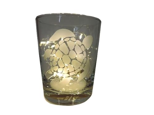 Lichtidee Teelicht Glas Windlicht Glas Trink Glas geätzt, Tischlicht Motiv Schildkröte/Turtle, Ostern, Maritim, Natur, Handemade Unikat Liebe Ostern Muttertaggeschenk, Höhe 8cm, von Lichtidee