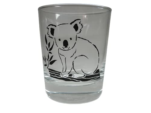 Lichtidee Teelicht Glas Windlicht Tischlicht Print mit Koala Handmade Unikat Liebe Ostern Muttertaggeschenk, Höhe 8cm, von Lichtidee