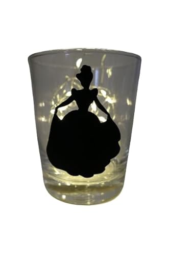 Lichtidee Teelicht Glas Windlicht Tischlicht Print schwarz mit Cinderella Herbst Handmade Unikat Maritim Geburtstag Ostern Muttertaggeschenk, Höhe 9cm, von Lichtidee