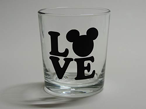 Lichtidee Teelicht Glas Windlicht Tischlicht Print mit Micky Maus Love Handmade Unikat Ostern Muttertaggeschenk, Höhe 8cm, von Lichtidee