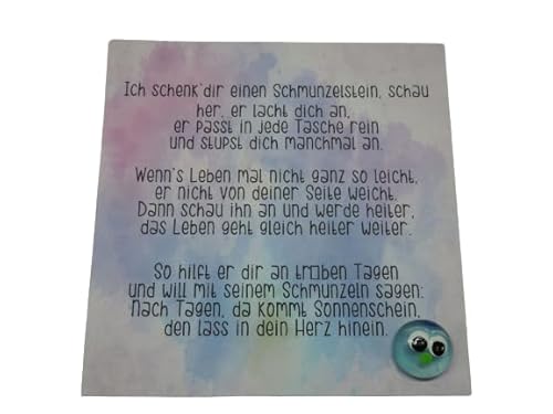 Schmunzelstein, Glücksbringer, Mutmacher, Trostspender, Glücksstein durchmaesser ca 2cm türkis matt Glas Dotpainting, Geschenk, Handemade Unikat Liebe Ostern Muttertageschenk von Lichtidee