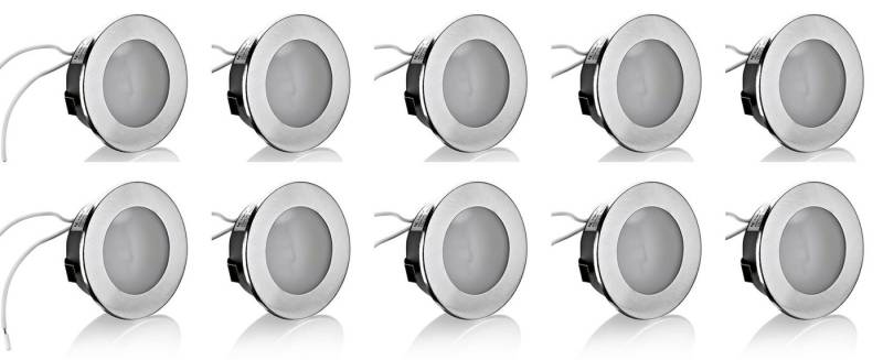 Lichtideen LED Dekolicht 4861 Möbel Einbau Strahler 10-er Pack mit 2 Scheiben ohne Leuchtmittel, LED G4 Stiftsockel Lampe, Xenon / satiniert von Lichtideen