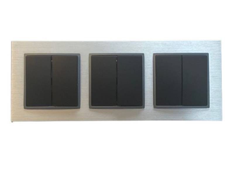 Lichtideen Schalter 2878 ABELKA ALU si/sw 3x Wechselschalter 2er 230 Volt 10 Ampere (Taster, Schalter, Anennendose, Steckdose mit USB lieferbar) von Lichtideen